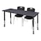Regency Tables > Height Adjustable > Rectangular Mobile Table & Chair Sets, 66 W, 30 L, 23-34 H, Grey MT6630GYAPCBK40BK - alternate 1